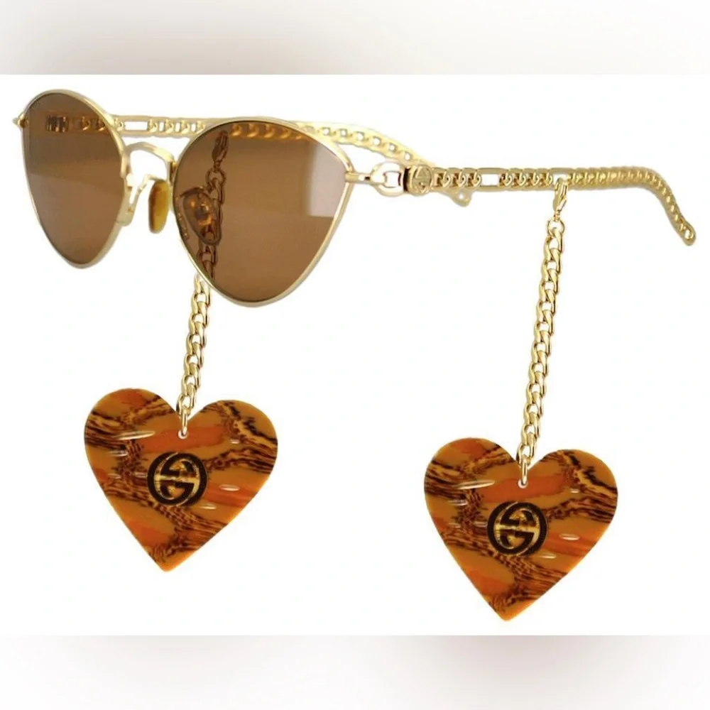 Gucci Gold Chain Sunglasses with Removable Charma